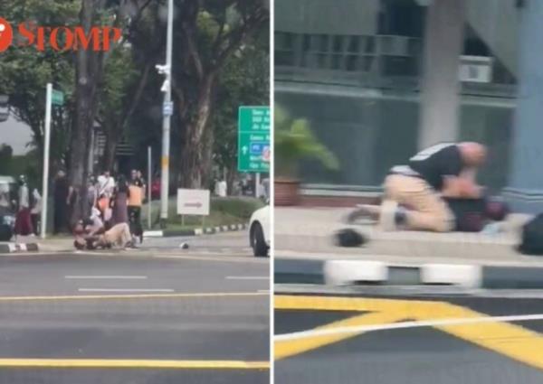 2 men fight at Geylang junction
