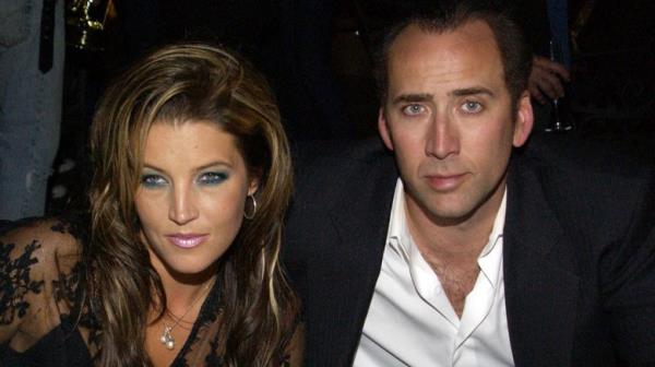 Nic Cage, Lisa Marie Presley pose